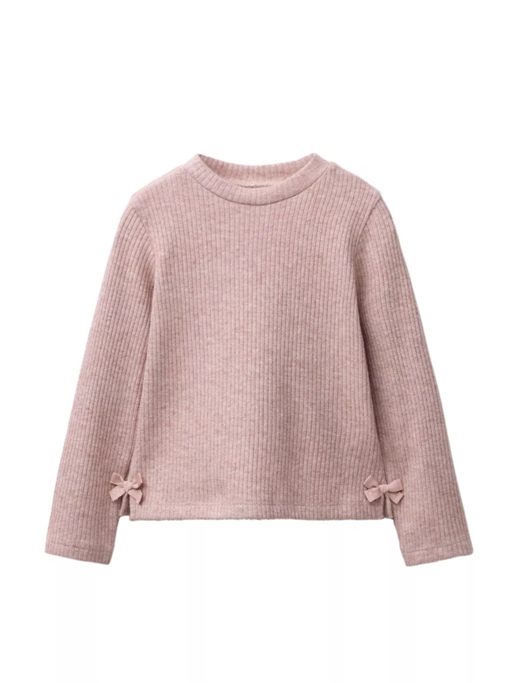 ZARA RIBBED SHIMMER BOW T-SHIRT